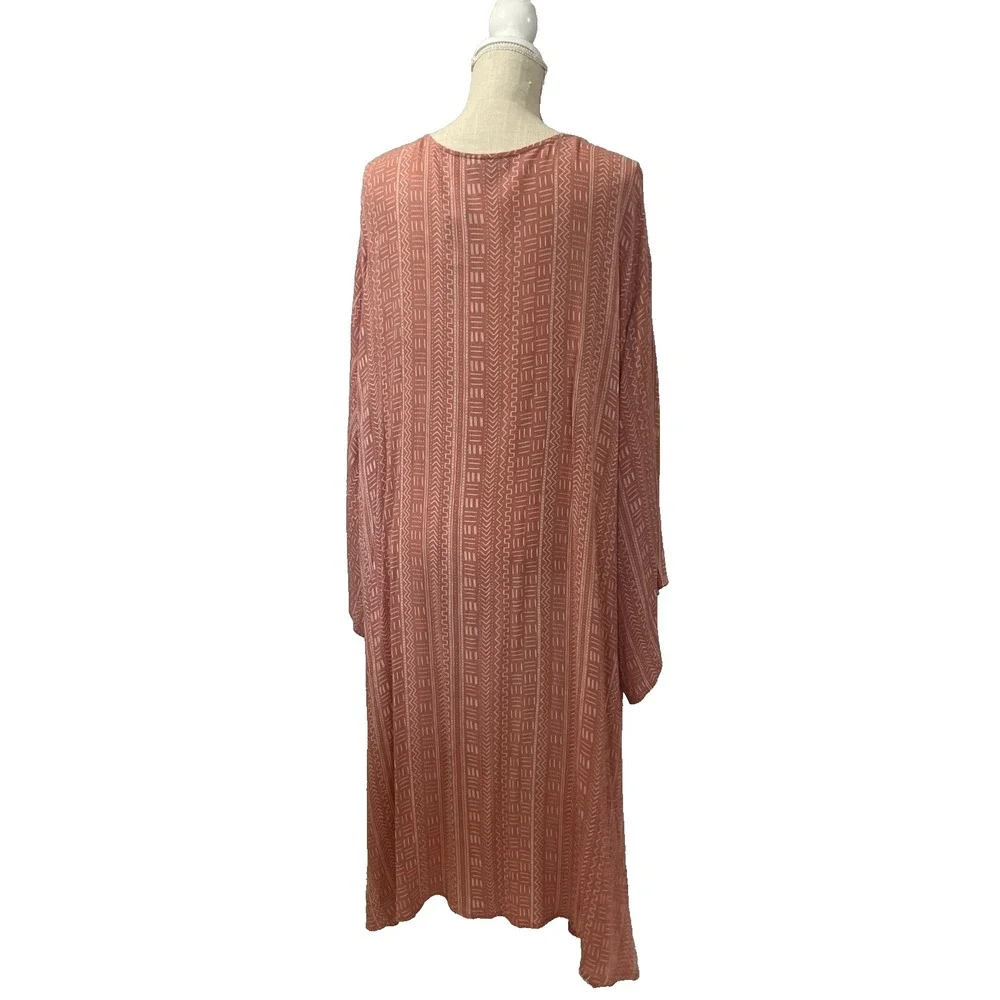 NWT Torrid Women's 5/6 Pink Mudcloth Kimono Rose Stripe 5X 6X Cardigan Coverup - Picture 2 of 8